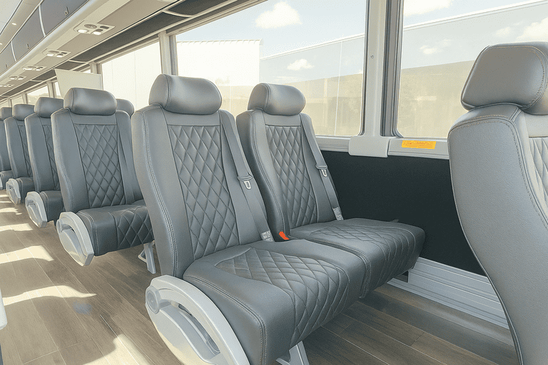 interior of Anchorage Minibus Company charter bus